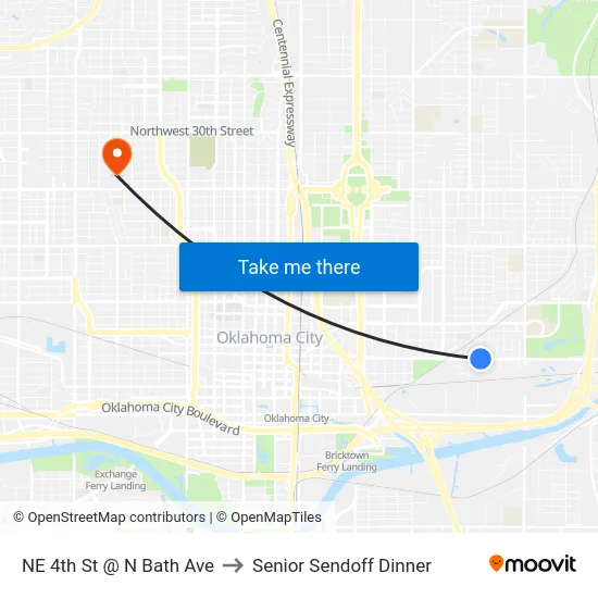 NE 4th St @ N Bath Ave to Senior Sendoff Dinner map