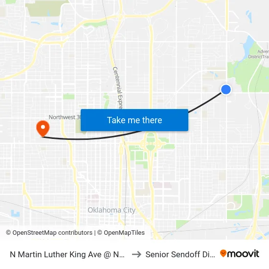 N Martin Luther King Ave @ NE 37 St to Senior Sendoff Dinner map