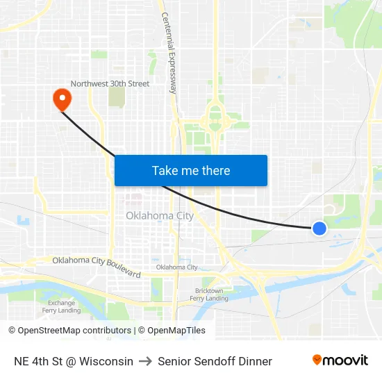 NE 4th St @ Wisconsin to Senior Sendoff Dinner map