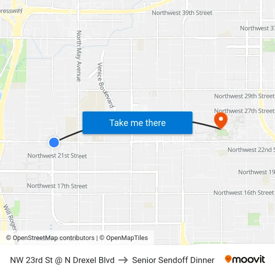 NW 23rd St @ N Drexel Blvd to Senior Sendoff Dinner map