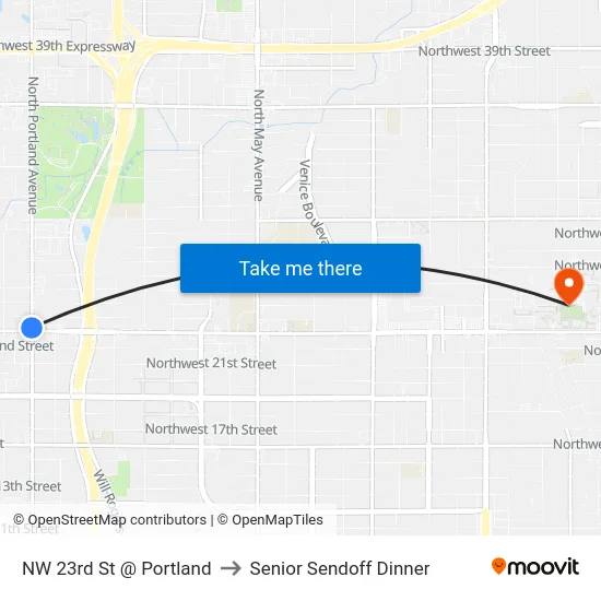 NW 23rd St @ Portland to Senior Sendoff Dinner map