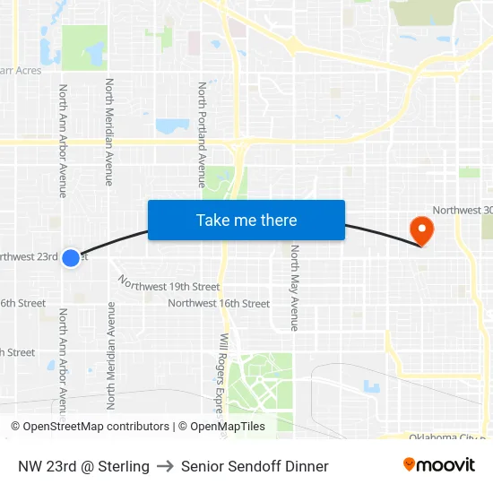 NW 23rd @ Sterling to Senior Sendoff Dinner map