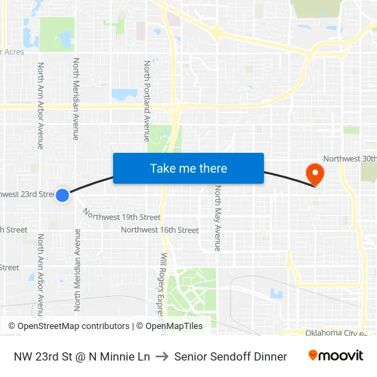 NW 23rd St @ N Minnie Ln to Senior Sendoff Dinner map