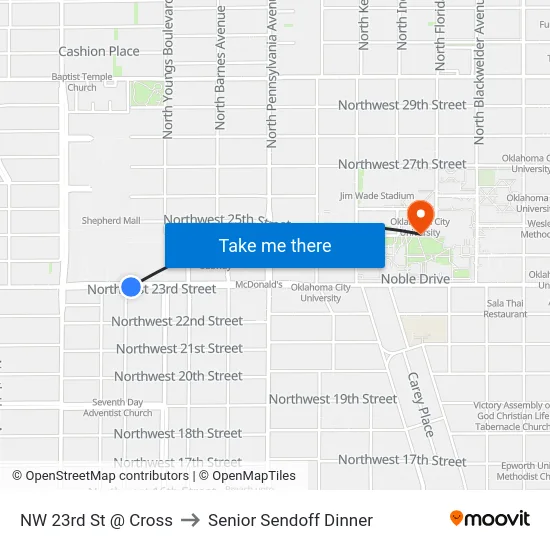 NW 23rd St @ Cross to Senior Sendoff Dinner map