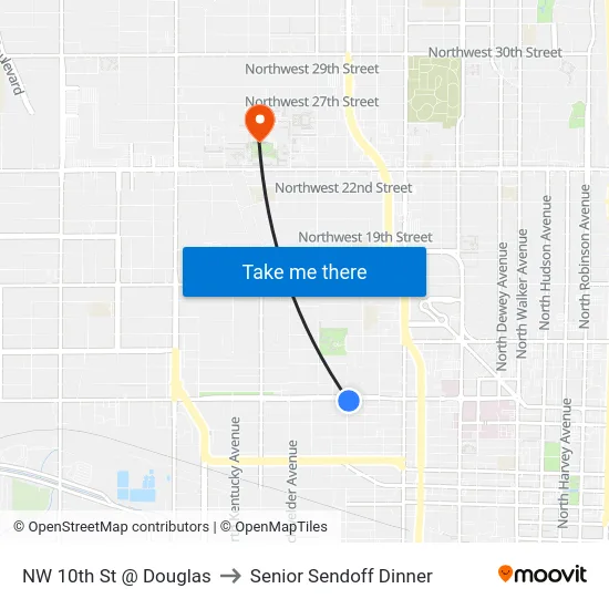 NW 10th St @ Douglas to Senior Sendoff Dinner map