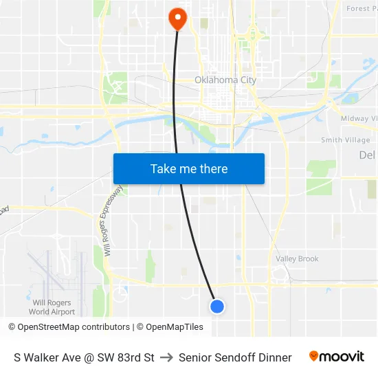 S Walker Ave @ SW 83rd St to Senior Sendoff Dinner map