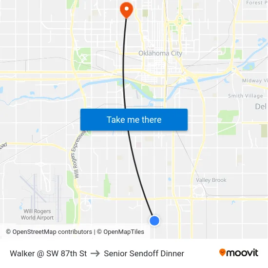 Walker @ SW 87th St to Senior Sendoff Dinner map