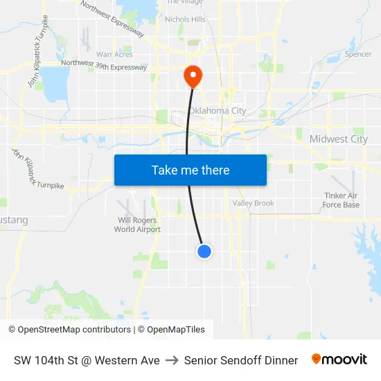 SW 104th St @ Western Ave to Senior Sendoff Dinner map