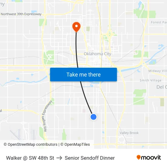 Walker @ SW 48th St to Senior Sendoff Dinner map