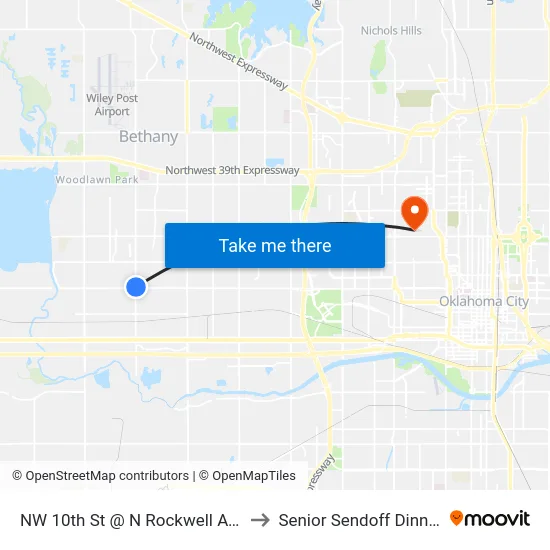 NW 10th St @ N Rockwell Ave to Senior Sendoff Dinner map