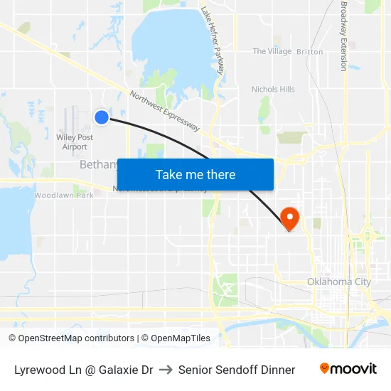 Lyrewood Ln @ Galaxie Dr to Senior Sendoff Dinner map