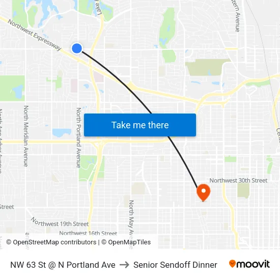 NW 63 St @ N Portland Ave to Senior Sendoff Dinner map