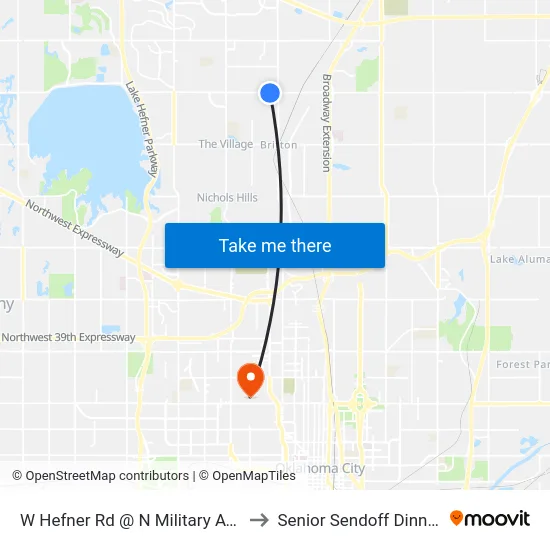 W Hefner Rd @ N Military Ave to Senior Sendoff Dinner map