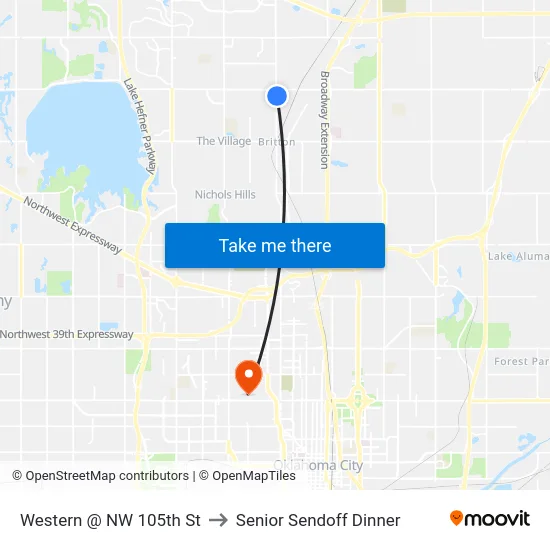 Western @ NW 105th St to Senior Sendoff Dinner map