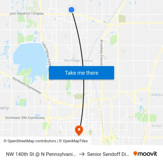 NW 140th St @ N Pennsylvania Ave to Senior Sendoff Dinner map