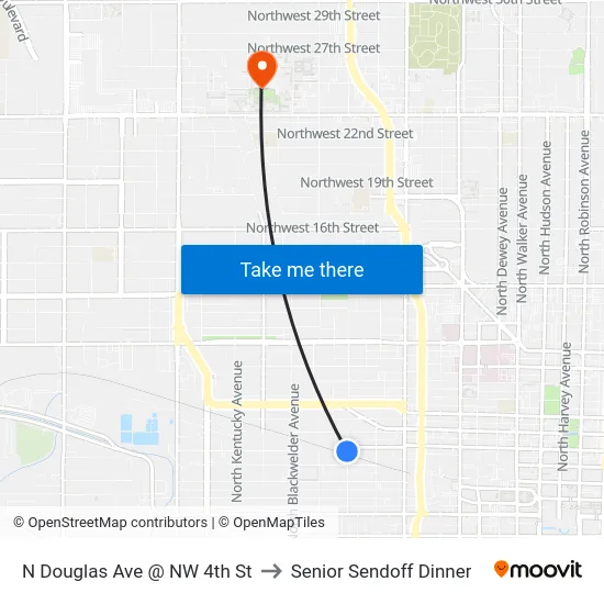 N Douglas Ave @ NW 4th St to Senior Sendoff Dinner map
