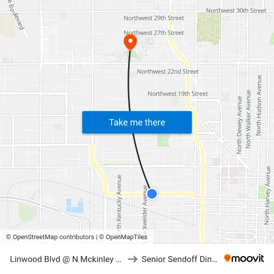 Linwood Blvd @ N Mckinley Ave to Senior Sendoff Dinner map