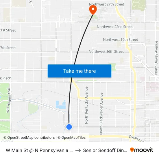 W Main St @ N Pennsylvania Ave to Senior Sendoff Dinner map