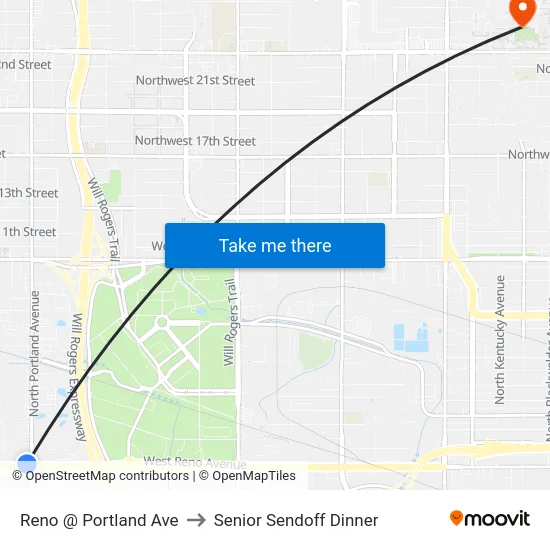Reno @ Portland Ave to Senior Sendoff Dinner map