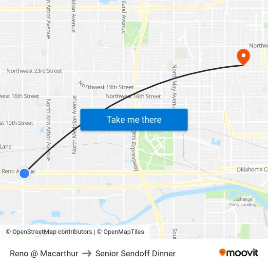 Reno @ Macarthur to Senior Sendoff Dinner map