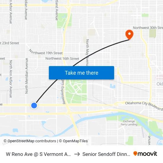 W Reno Ave @ S Vermont Ave to Senior Sendoff Dinner map