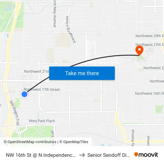 NW 16th St @ N Independence Ave to Senior Sendoff Dinner map
