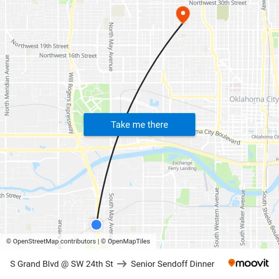 S Grand Blvd @ SW 24th St to Senior Sendoff Dinner map