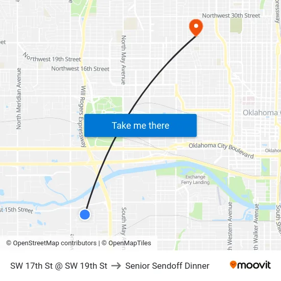 SW 17th St @ SW 19th St to Senior Sendoff Dinner map