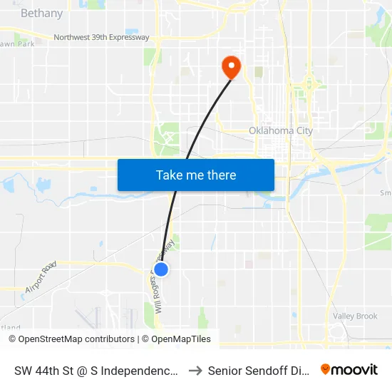 SW 44th St @ S Independence Ave to Senior Sendoff Dinner map
