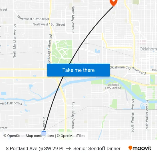 S Portland Ave @ SW 29 Pl to Senior Sendoff Dinner map