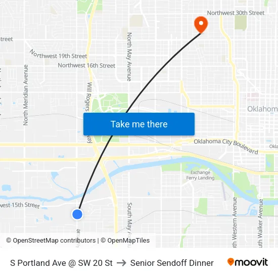 S Portland Ave @ SW 20 St to Senior Sendoff Dinner map