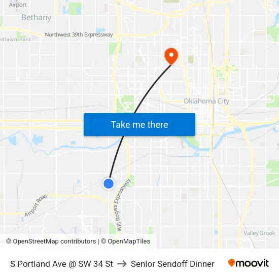 S Portland Ave @ SW 34 St to Senior Sendoff Dinner map