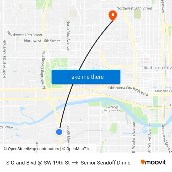 S Grand Blvd @ SW 19th St to Senior Sendoff Dinner map