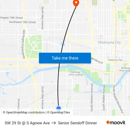 SW 29 St @ S Agnew Ave to Senior Sendoff Dinner map