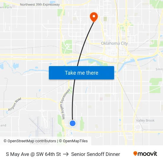 S May Ave @ SW 64th St to Senior Sendoff Dinner map