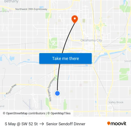 S May @ SW 52 St to Senior Sendoff Dinner map