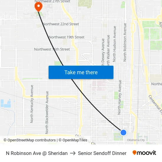N Robinson Ave @ Sheridan to Senior Sendoff Dinner map