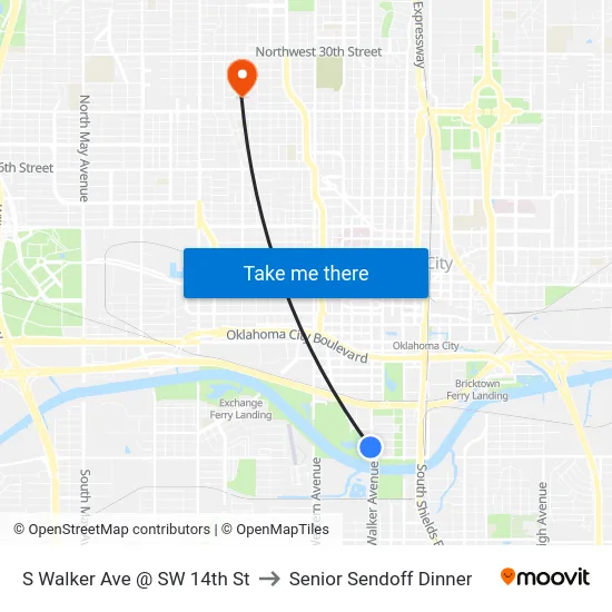 S Walker Ave @ SW 14th St to Senior Sendoff Dinner map