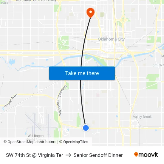 SW 74th St @ Virginia Ter to Senior Sendoff Dinner map