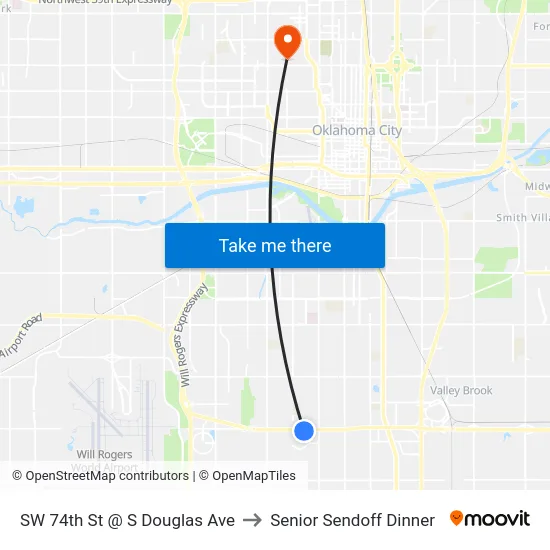 SW 74th St @ S Douglas Ave to Senior Sendoff Dinner map
