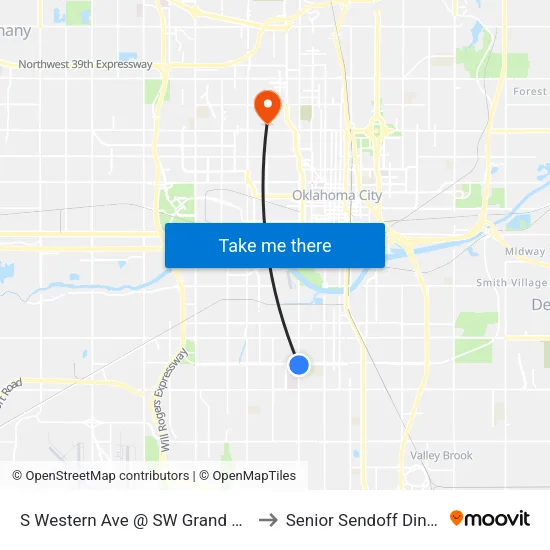 S Western Ave @ SW Grand Blvd to Senior Sendoff Dinner map