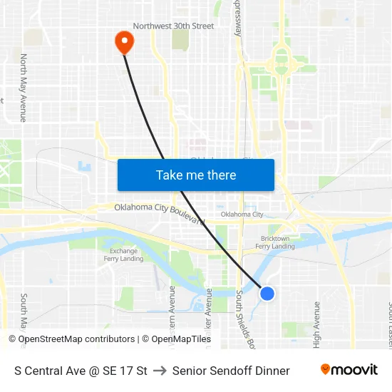 S Central Ave @ SE 17 St to Senior Sendoff Dinner map