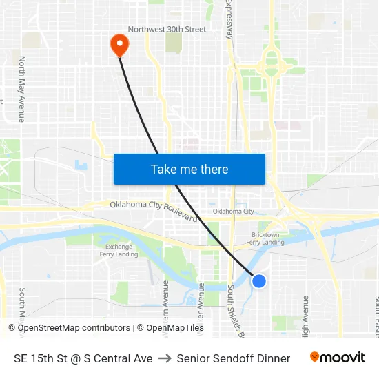 SE 15th St @ S Central Ave to Senior Sendoff Dinner map