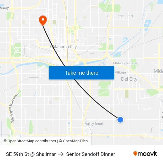 SE 59th St @ Shalimar to Senior Sendoff Dinner map