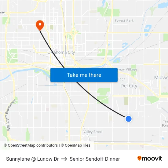 Sunnylane @ Lunow Dr to Senior Sendoff Dinner map