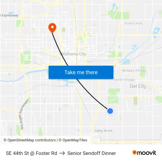 SE 44th St @ Foster Rd to Senior Sendoff Dinner map