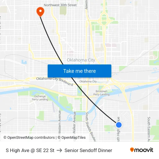 S High Ave @ SE 22 St to Senior Sendoff Dinner map