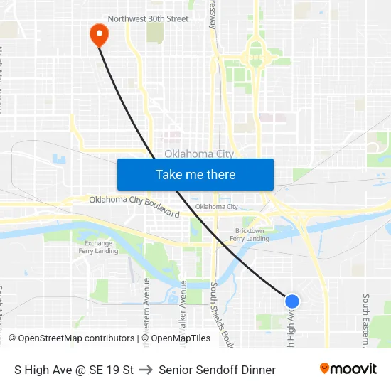 S High Ave @ SE 19 St to Senior Sendoff Dinner map