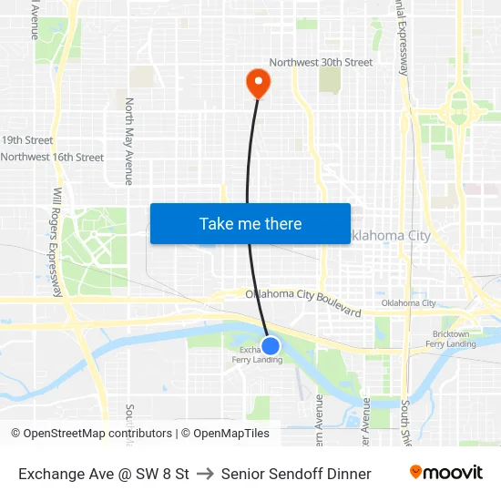 Exchange Ave @ SW 8 St to Senior Sendoff Dinner map