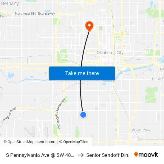 S Pennsylvania Ave @ SW 48th St to Senior Sendoff Dinner map